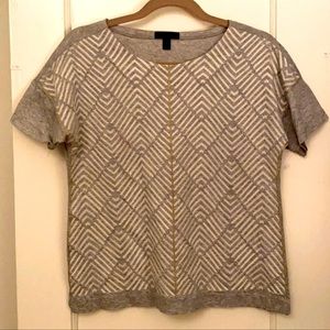 Jcrew small grey tee with gold and white embroidery